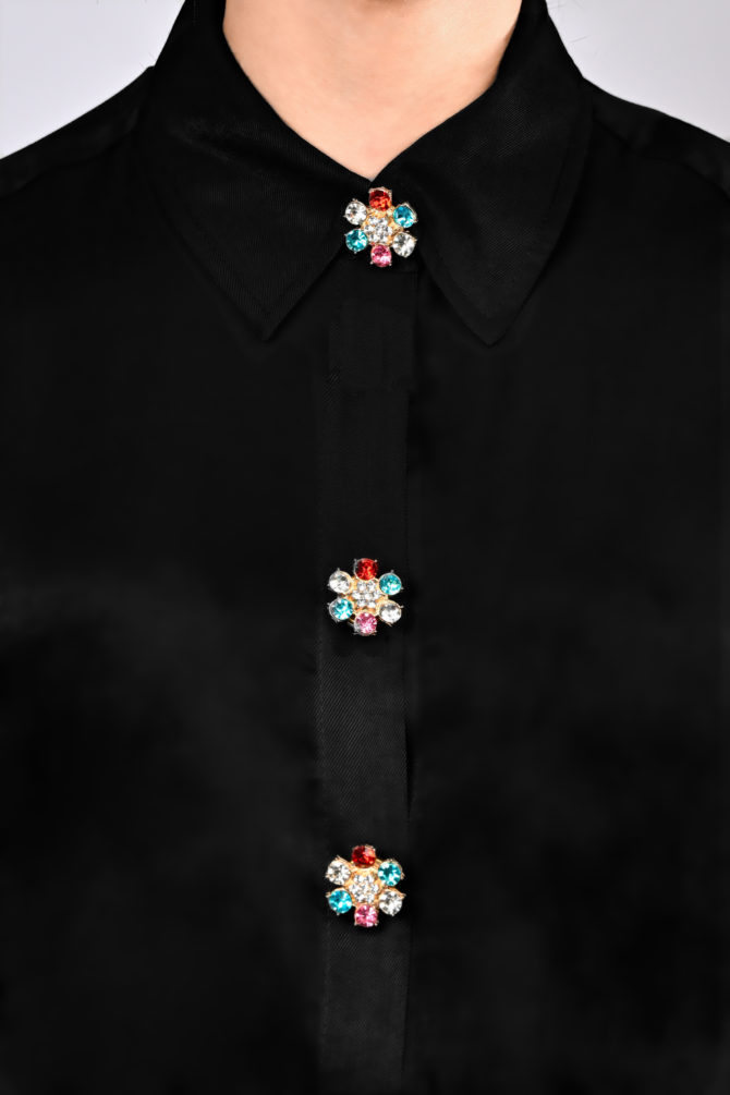April, colorful rhinestones flower button cover, button jewelry by Avrel