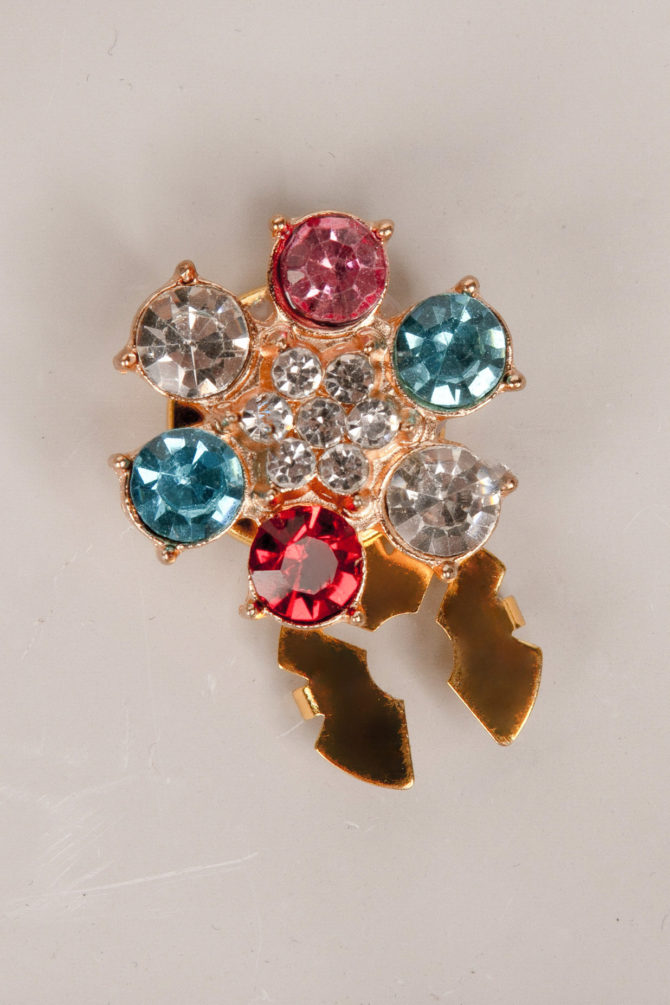 April, colorful rhinestones flower button cover, button jewelry by Avrel