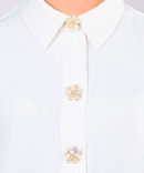 forget me not: cute flower shaped button cover by Avrel, with simulated pearls and a rhinestones center.