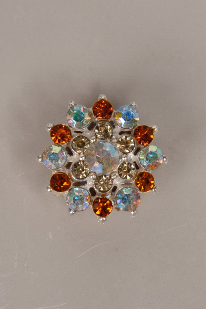 marigold, an elegant flower shaped rhinestone button cover by avrel.