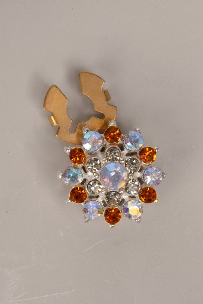 marigold, an elegant flower shaped rhinestone button cover by avrel.