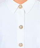 marigold, an elegant flower shaped rhinestone button cover by avrel.