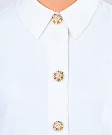 marigold, an elegant flower shaped rhinestone button cover by avrel.