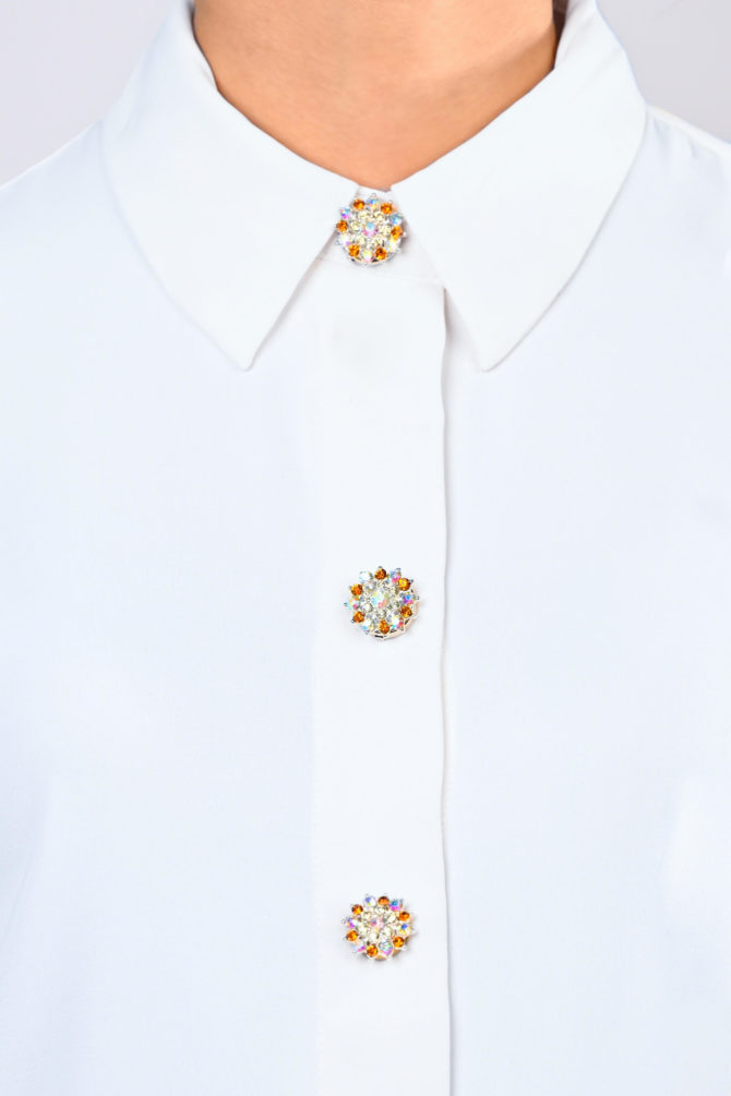 marigold, an elegant flower shaped rhinestone button cover by avrel.