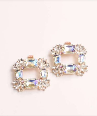 Elegant square shaped shoe clip, with rhinestones, by Avrel.