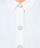 flower shaped button cover with rhinestones and simulated pearls by Avrel, for a feminine and elegant look