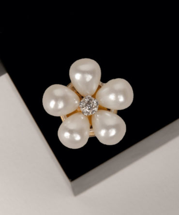 jasmine: cute flower shaped button cover by Avrel, with simulated pearls and a rhinestones center.