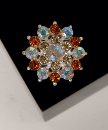 marigold, an elegant flower shaped rhinestone button cover by avrel.